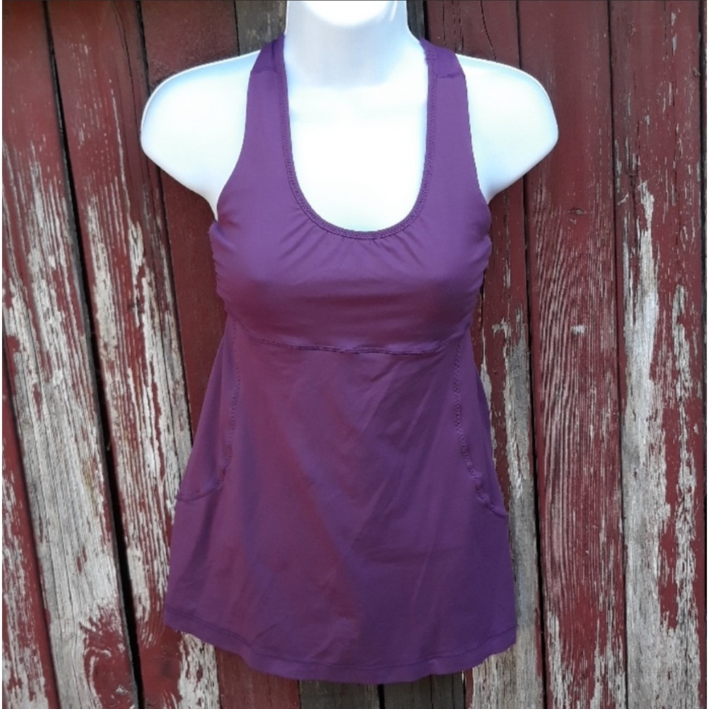 Lu Lu lemon purple tank built in bra